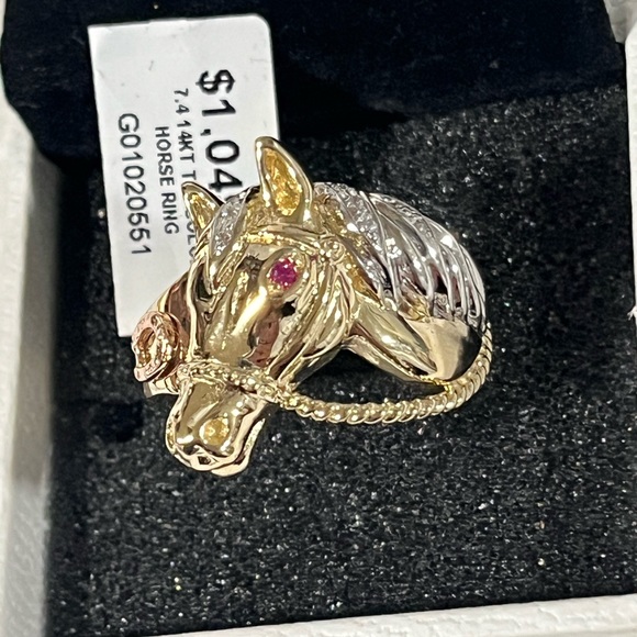 Men's 14K Gold Horse Ring/Horse Ring size 10/3º - Picture 4 of 7